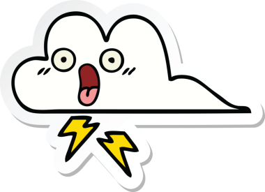 Bir insan tarafından çizilmiş şirin bir gökgürültüsü bulutunun çıkartması.