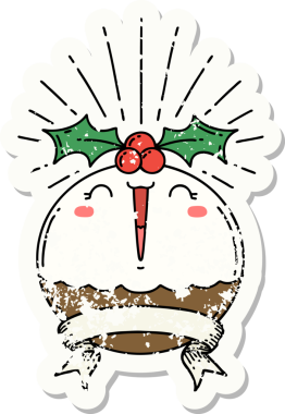 Bir insanın çizdiği yılbaşı pudingini söyleyen dövme stili eski bir etiket.