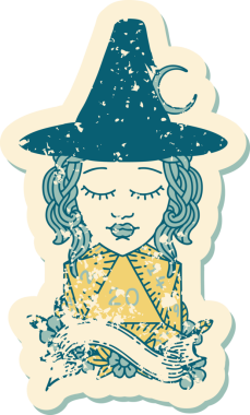 Bir insan tarafından çizilmiş 20 D20 zarlı Retro Dövme Tarzı insan büyücüsü