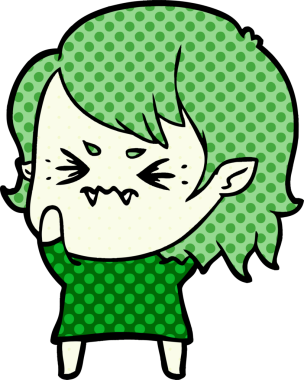 Bir insan tarafından çizilmiş kızgın vampir kız.