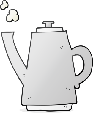 Bir insan tarafından çizilmiş serbest çizim kahve ısıtıcısı.