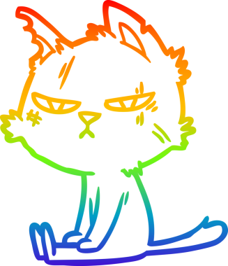 Bir insan tarafından çizilmiş sert bir çizgi film kedisinin çizimi.