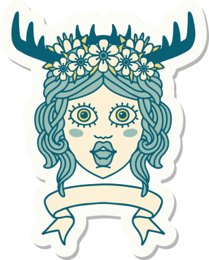 İnsan Druid karakterinin bir insan tarafından çizilmiş pankartı.