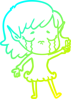 Bir insan tarafından çizilmiş, ağlayan bir elf kızı çizimi.