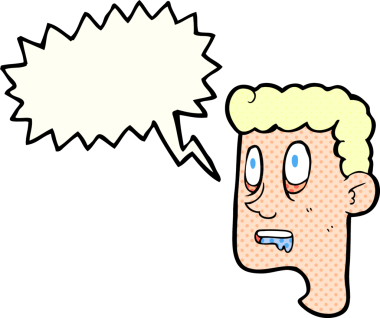 El yazısıyla çizilmiş çizgi roman konuşma balonu çizgi filmi bir insan tarafından çizilmiş ağzı sulanmış bir adam.