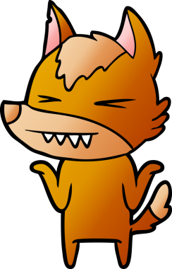 Bir insan tarafından çizilmiş tilki çizgi film karakteri