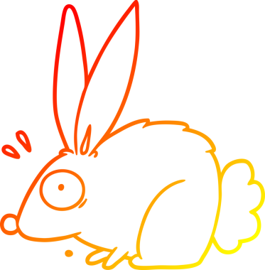 Bir insan tarafından çizilmiş, korkmuş bir tavşanın çizgi çizimi.