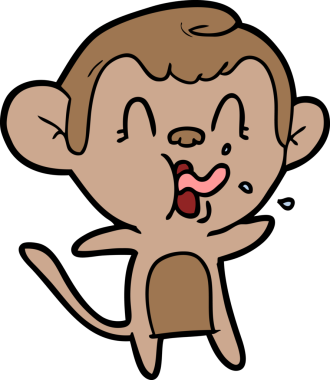 Bir insan tarafından çizilmiş çılgın çizgi film maymunu