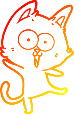 Bir insan tarafından çizilmiş komik bir çizgi film kedisinin sıcak çizgi çizimi