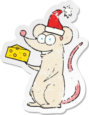 Bir insan tarafından çizilmiş karikatür Noel faresinin gerilimli çıkartması.
