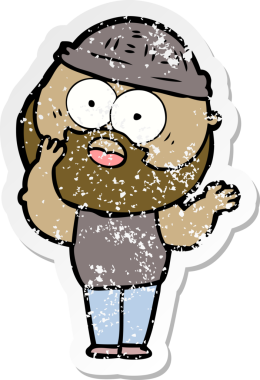 Bir insan tarafından çizilmiş sakallı bir adamın sıkıntılı çıkartması.