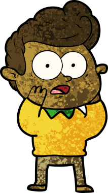 Bir insan tarafından çizilmiş çizgi film bakışlı adam.