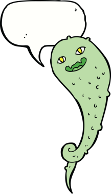 Bir insan tarafından çizilmiş konuşma baloncuğu olan karikatür hayaleti.