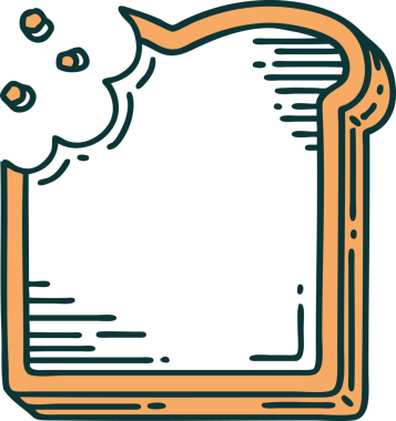 Bir insan tarafından çizilmiş bir ekmek diliminin sembolik dövmesi.