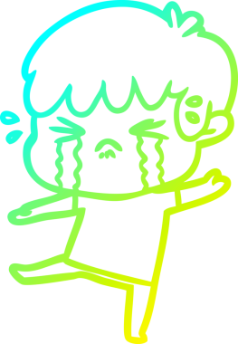 Bir insan tarafından çizilmiş ağlayan çizgi film çocuğu çizimi.