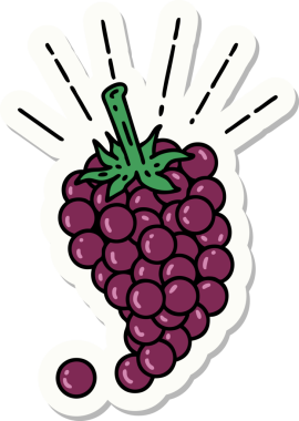 Bir insan tarafından çizilmiş bir demet üzüm dövmesi çıkartması.