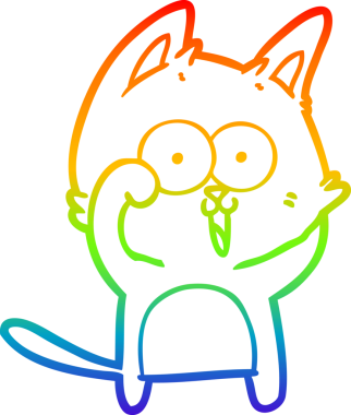 gökkuşağı gradyan çizimi bir insan tarafından çizilmiş komik bir çizgi film kedisi