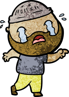 Çizgi film sakallı adam bir insan tarafından çizilmiş ağlıyor.