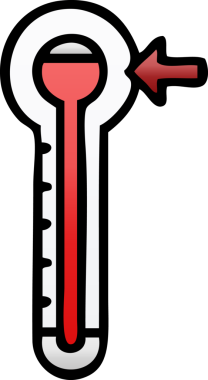 Bir insan tarafından çizilmiş sıcak termometrenin gölgelenmiş karikatürü