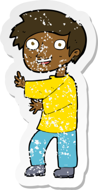 Bir insan tarafından çizilmiş heyecanlı bir çizgi filmin gerilimli çıkartması.