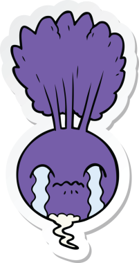 Bir insan tarafından çizilmiş ağlayan pancar karikatürü çıkartması.