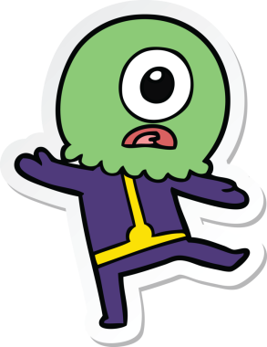 Bir insan tarafından çizilmiş uzaylı uzay adamının çizdiği Tepegöz 'ün çıkartması.