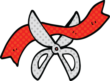 bir insan tarafından çizilmiş karikatür seremonisi makasları