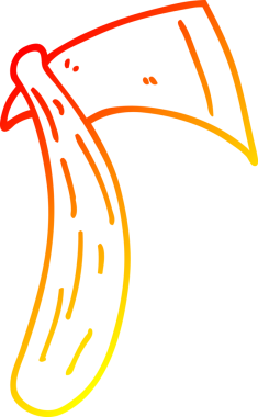 Bir insan tarafından çizilmiş keskin bir baltanın sıcak çizgi çizimi