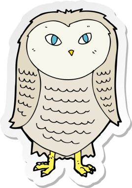 Bir insan tarafından çizilmiş bir baykuşun çıkartması.