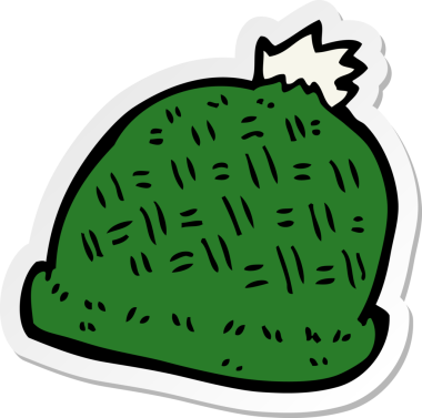 Bir insan tarafından çizilmiş bir kış şapkasının çıkartması.