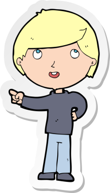 Bir insan tarafından çizilmiş çizgi film karakterinin çıkartması.