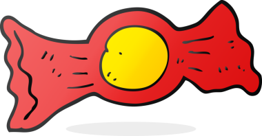 Bir insan tarafından çizilmiş serbest çizim çizgi film şekeri.