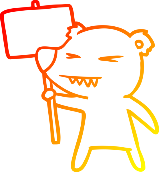 Bir insan tarafından çizilen kızgın ayı çizgi filminin sıcak gradyan çizimi