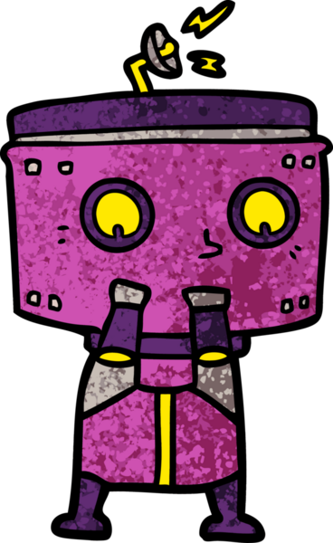 Bir insan tarafından çizilmiş çizgi film robotu