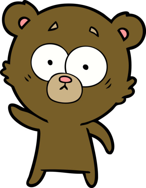 Bir insan tarafından çizilmiş endişeli ayı karikatürü.