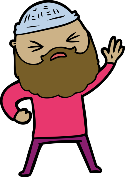 Bir insan tarafından çizilmiş sakallı bir çizgi film adamı.