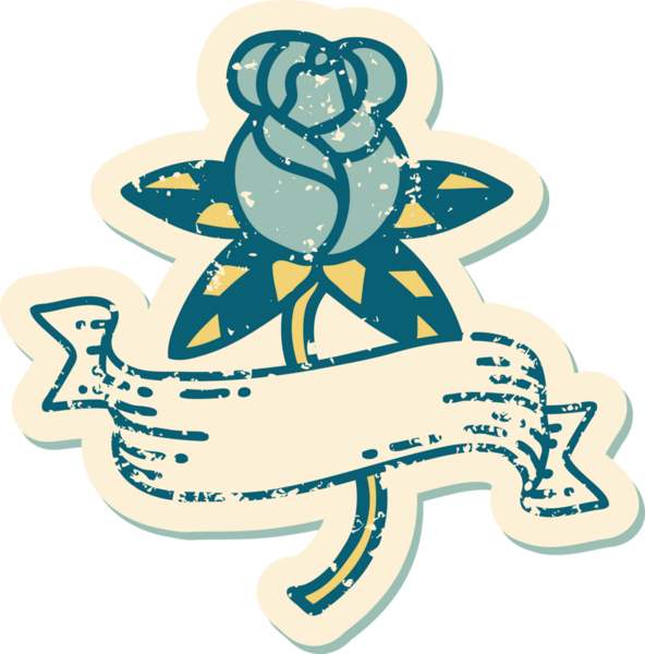 Bir insan tarafından çizilmiş gül ve pankartın sembolik dövmeli görüntüsü