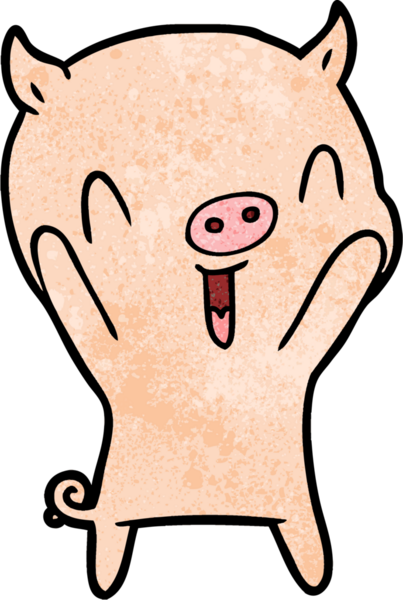 Bir insan tarafından çizilmiş mutlu çizgi film domuzu.