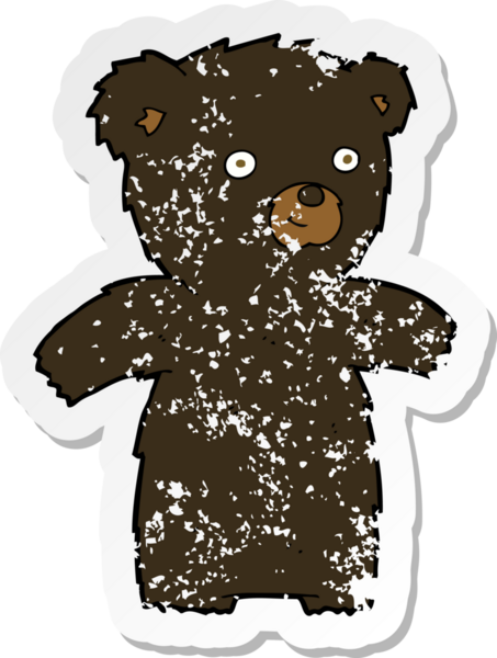 Bir insan tarafından çizilmiş sevimli bir çizgi film kara ayısının gerilimli çıkartması.