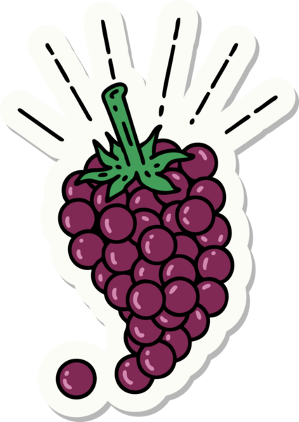 Bir insan tarafından çizilmiş bir demet üzüm dövmesi çıkartması.