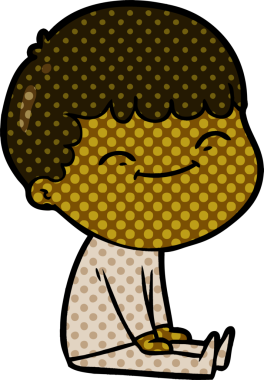 Bir insan tarafından çizilmiş mutlu çocuk çizgi filmi.