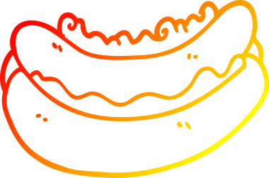 Bir insan tarafından çizilmiş bir sosislinin sıcak çizgi çizgisi.