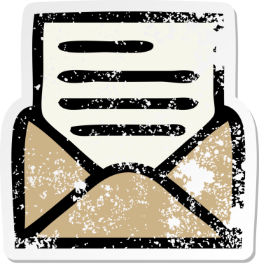 Sevimli bir karikatür mektubu ve bir insan tarafından çizilmiş zarfın sıkıntılı etiketi.