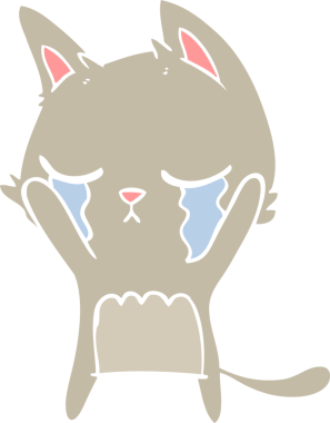 Bir insan tarafından çizilmiş düz renkli çizgi film kedisi.