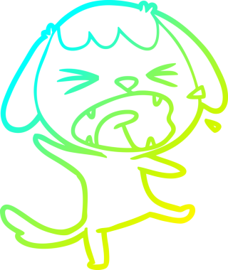 Bir insan tarafından çizilmiş şirin bir çizgi köpeğin soğuk gradyan çizgisi.