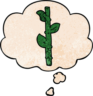 bir insan tarafından çizilmiş grunge desenli düşünce baloncuklu karikatür bambu