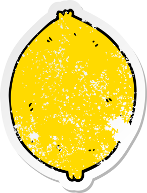 Bir insan tarafından çizilmiş karikatür limonunun sıkıntılı çıkartması