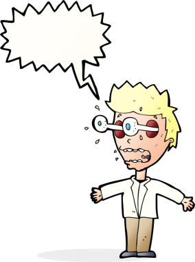 Bir insan tarafından çizilmiş konuşma balonlu bir çizgi film adamı.