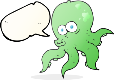 Bir insan tarafından çizilmiş serbest konuşma balonu ahtapot çizimi.