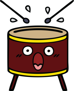 Bir insan tarafından çizilmiş şirin davul karikatürü.